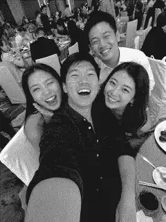 Event guests in monochrome frame one