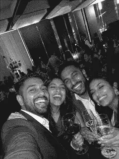 Event guests in monochrome frame three